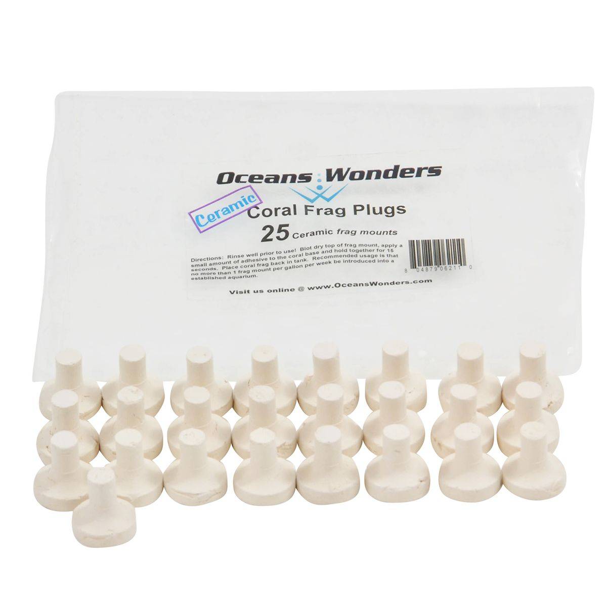 Oceans Wonders Ceramic Coral Frag Plugs - 25 Pack