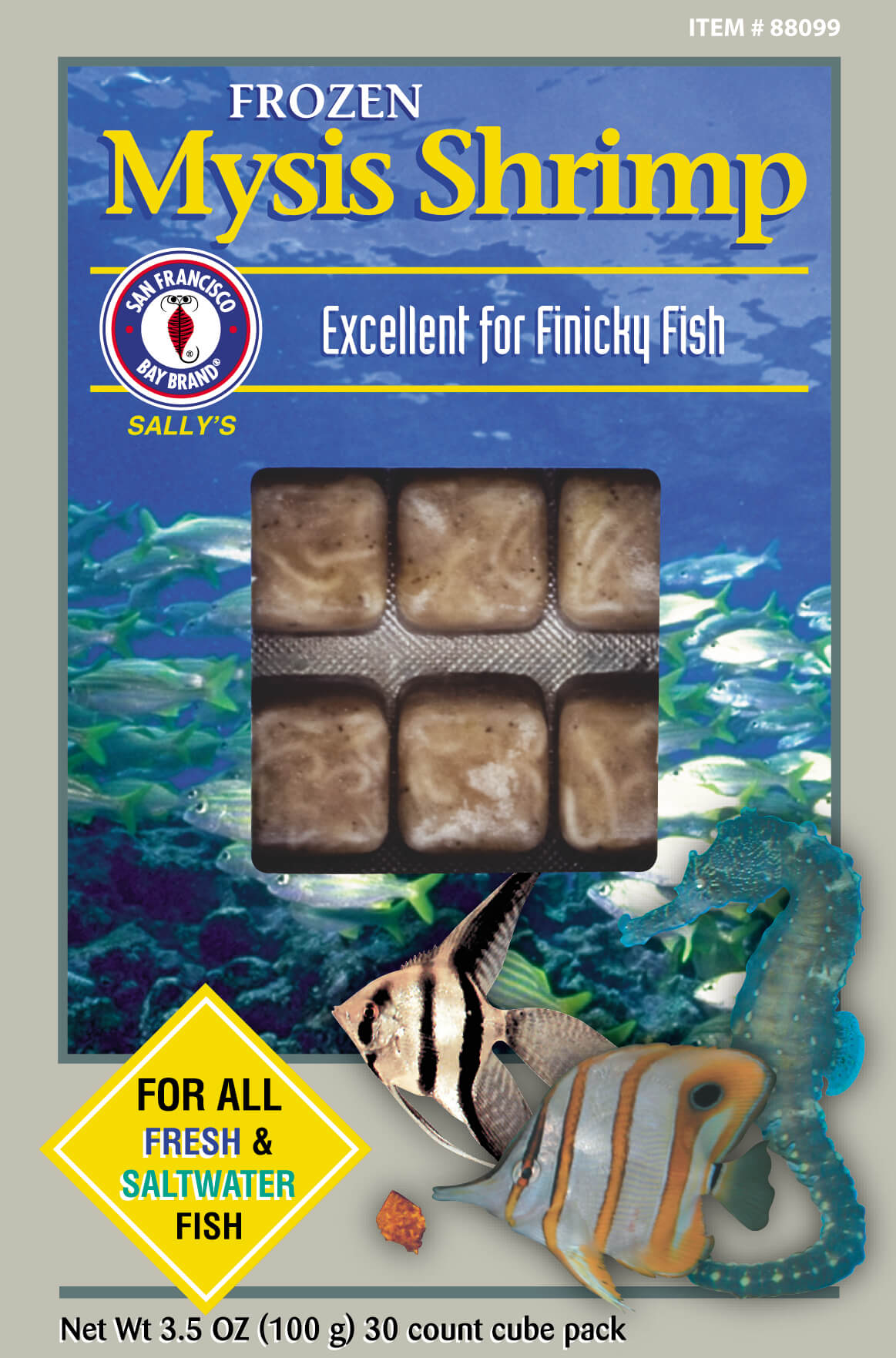 San Francisco Bay Mysis Shrimp Cube 3.5oz (Frozen)