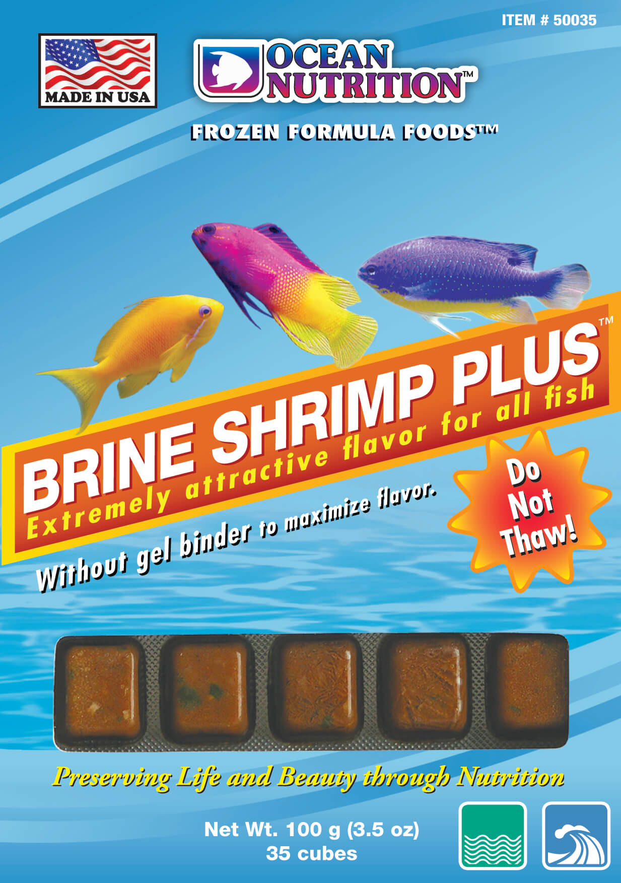 Ocean Nutrition Brine Shrimp Plus Cube (Frozen) 3.5oz