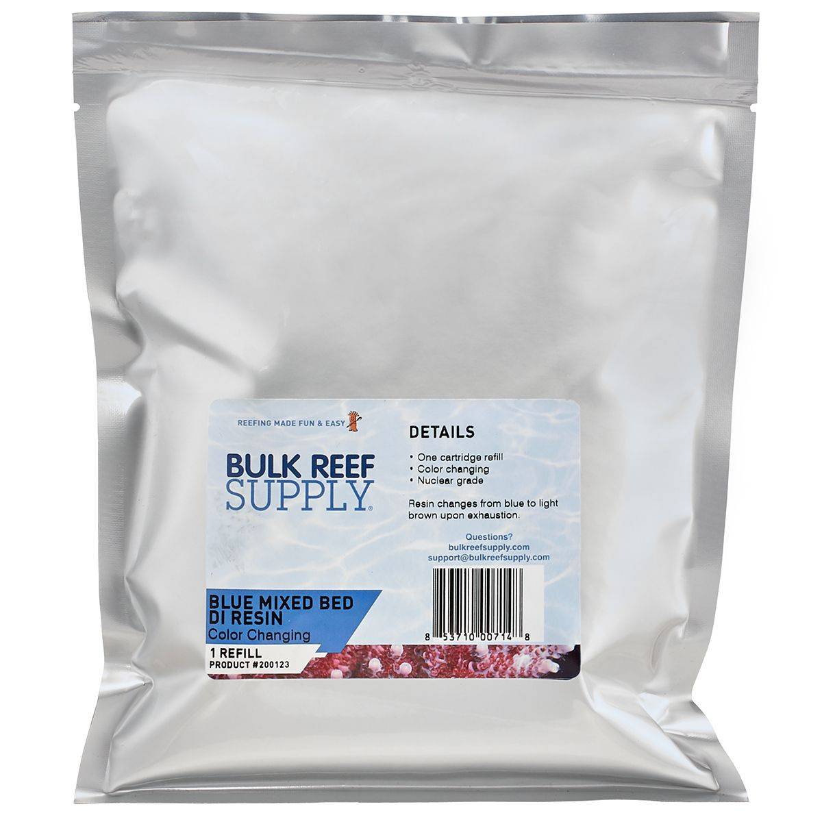 Bulk Reef Supply One Cartridge Refill (1.25 lbs.) DI Resin (Color Changing)