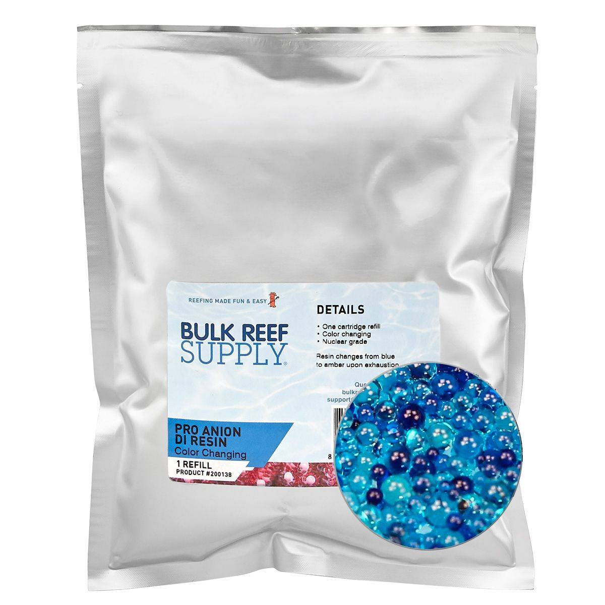 Bulk Reef Supply One Cartridge Refill (1.4 lbs.) PRO Series Blue Anion Deionization Resin (Color Changing) - Part 2