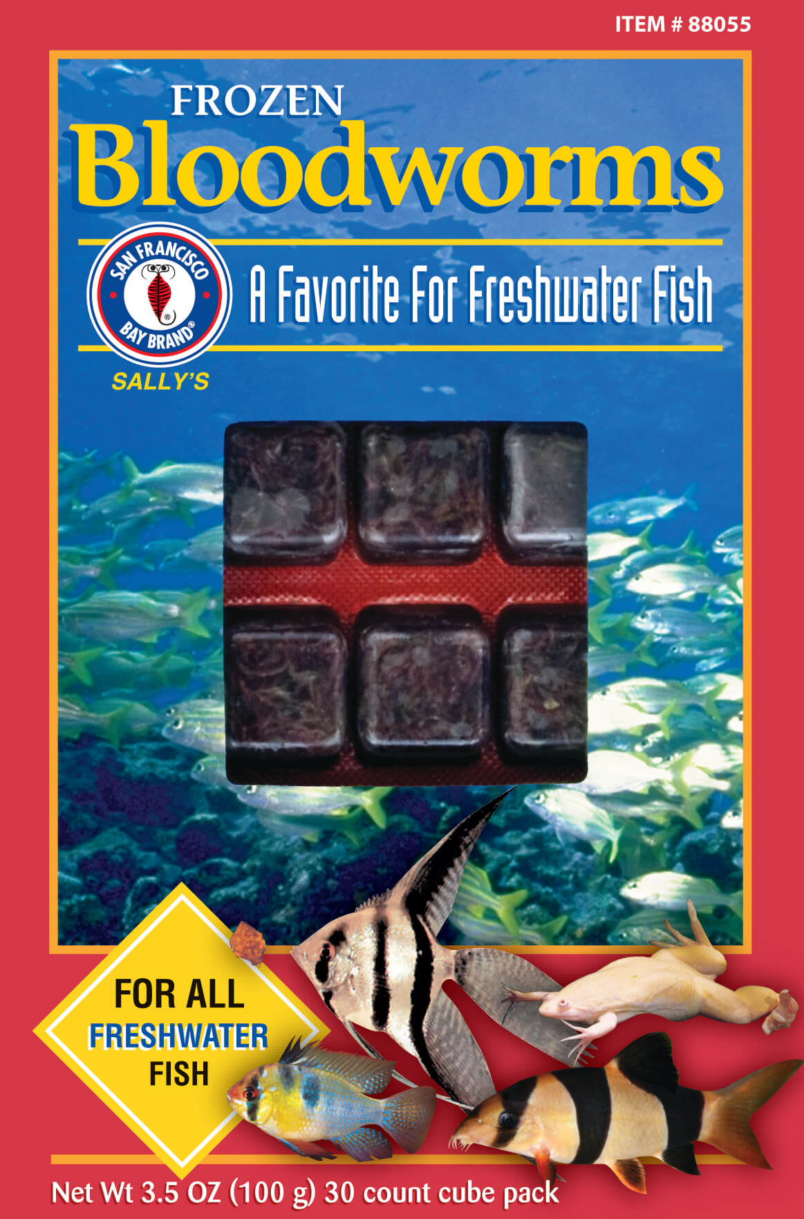 San Francisco Bay Bloodworms Cube 3.5oz (Frozen)